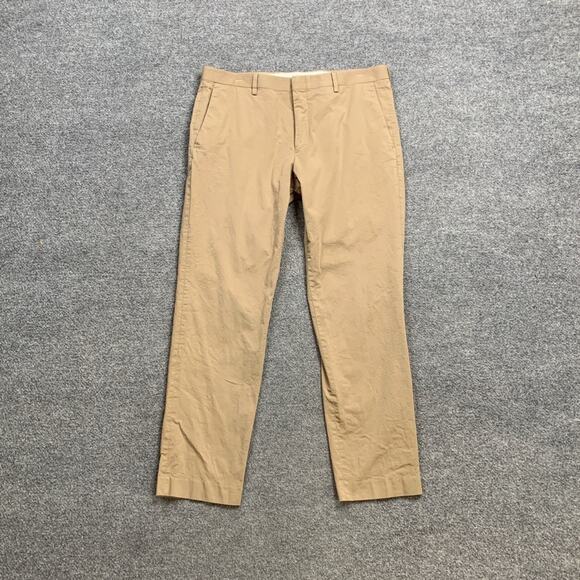 J Crew Pants Mens 34 Parchment Cotton Blend Ludlow SLIM Stretch Chino Flat Front - Picture 2 of 12